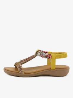 Flat Sandal Flat Open Toe PU Leather Studded T-Strap Casual Slipper Sandals