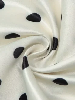 Flattering V Neck Cream Maxi Dress With Black Dots Ideal For Evenings
