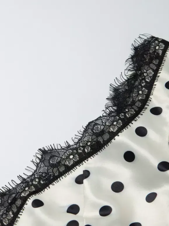 Flattering V Neck Cream Maxi Dress With Black Dots Ideal For Evenings