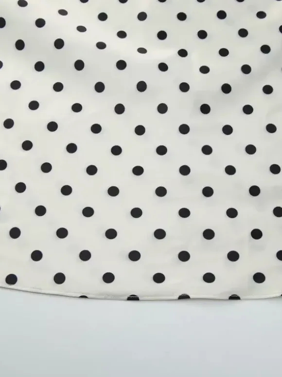 Flattering V Neck Cream Maxi Dress With Black Dots Ideal For Evenings