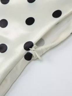 Flattering V Neck Cream Maxi Dress With Black Dots Ideal For Evenings