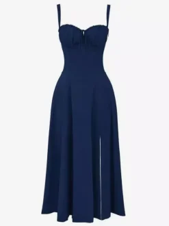 Floral Dress Midi Dress Dresses Floral Print High-slit Straps Neck Sleeveless Cottagecore Summer