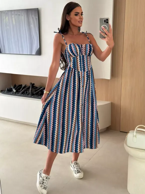 Floral Fruit Pattern Strapless Midi Gown Perfect For Casual Outings