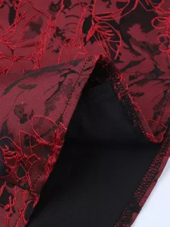 Floral Jacquard Off Shoulder Mini Dress For Women - Burgundy A Line Dress - Summer Prom Birthday Party 2026