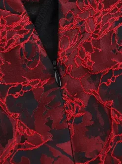 Floral Jacquard Off Shoulder Mini Dress For Women - Burgundy A Line Dress - Summer Prom Birthday Party 2026