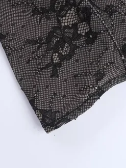 Floral Lace Corset Top For Women - Black Gothic Aesthetic Bustier - Summer Night Out Clubwear 2026
