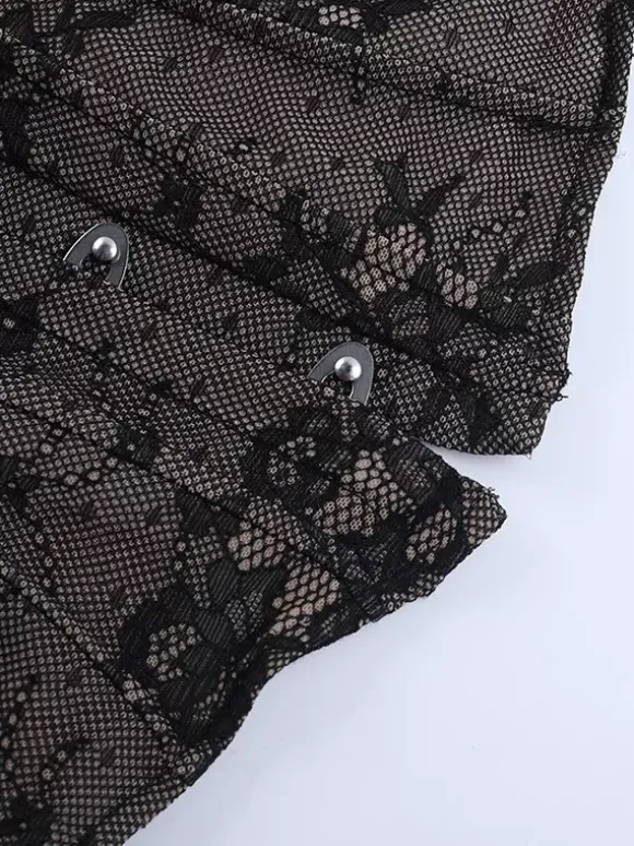 Floral Lace Corset Top For Women - Black Gothic Aesthetic Bustier - Summer Night Out Clubwear 2026