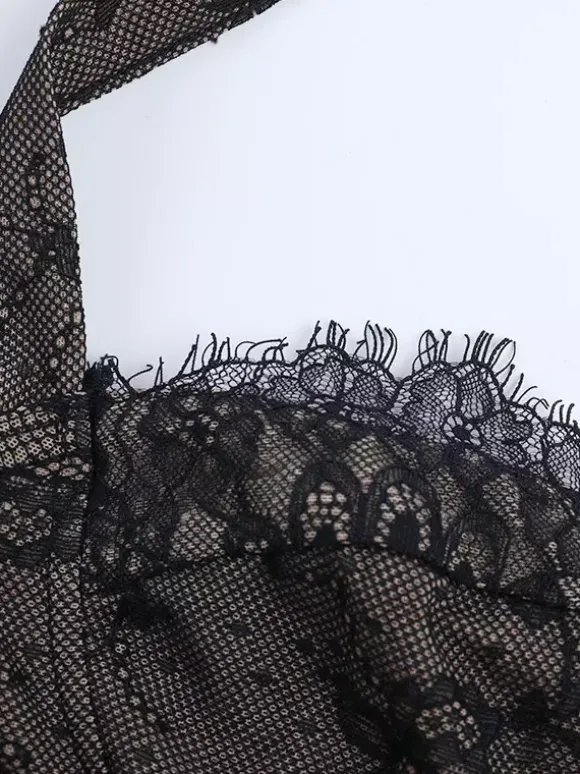 Floral Lace Corset Top For Women - Black Gothic Aesthetic Bustier - Summer Night Out Clubwear 2026