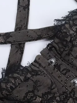 Floral Lace Corset Top For Women - Black Gothic Aesthetic Bustier - Summer Night Out Clubwear 2026