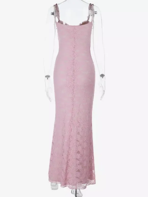 Floral Lace Women's Maxi Dress - Coquette Aesthetic Cami Slip - French Romantic Summer Party Long Gown 2026