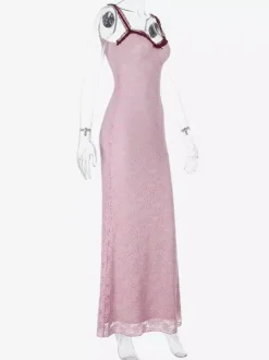 Floral Lace Women's Maxi Dress - Coquette Aesthetic Cami Slip - French Romantic Summer Party Long Gown 2026