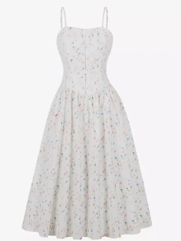 Floral Print Cami Strap Summer Swing Midi Dress For Women 2026