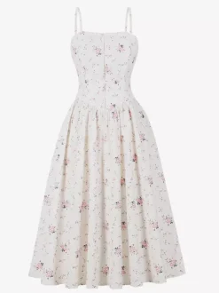 Floral Print Cami Strap Summer Swing Midi Dress For Women 2026