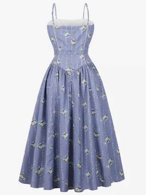 Floral Print Cami Strap Summer Swing Midi Dress For Women 2026
