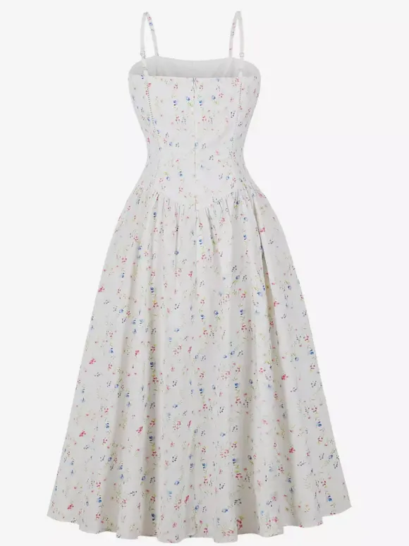 Floral Print Cami Strap Summer Swing Midi Dress For Women 2026