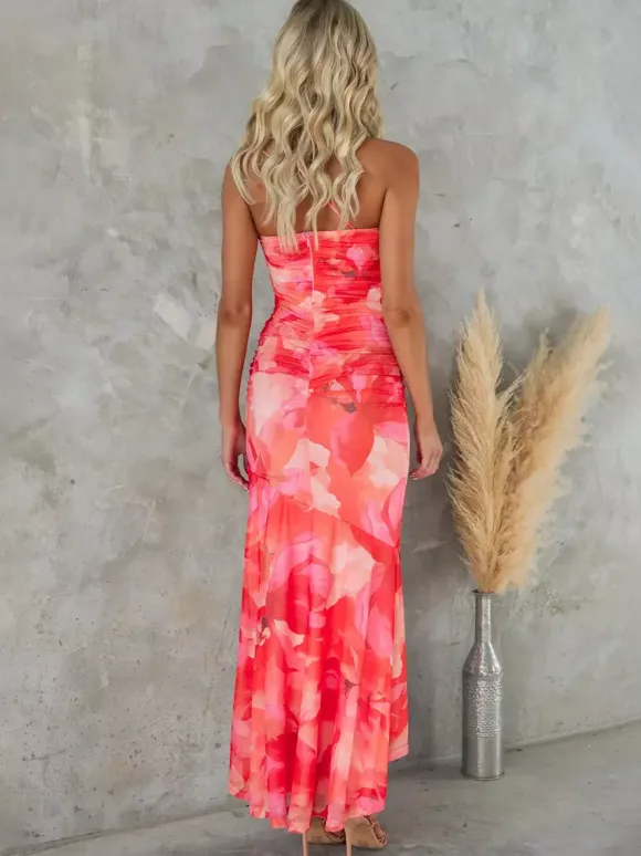 Floral Print One-Shoulder Long Dress For Women 2026