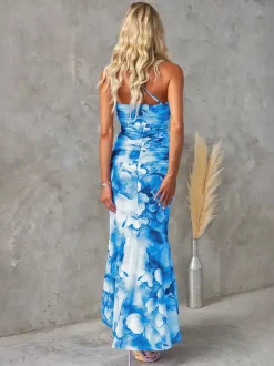 Floral Print One-Shoulder Long Dress For Women 2026