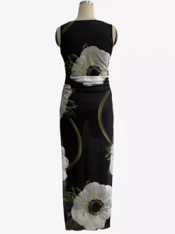 Floral Print Women Maxi Dress - Elegant Ruched Bodycon - 90s Vintage Aesthetic Summer Daily Wear 2026