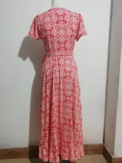 Floral Boho Short Sleeve Wrap Maxi Dress - V Neck Belted High-Low Flowy Sun Dress - Summer Beach Vacation 2026