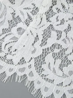 Floral Lace Blouse Women's Elegant Button Up Top - White Stand Collar Slim Fit - Spring Night Party Wear 2026