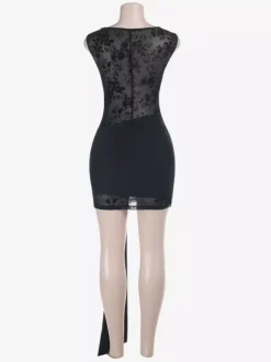 Floral Mesh Women Mini Dress - Sexy Sheer Ruched Bodycon Dress - Y2K Aesthetic Summer Night Out Clubwear 2026