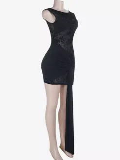 Floral Mesh Women Mini Dress - Sexy Sheer Ruched Bodycon Dress - Y2K Aesthetic Summer Night Out Clubwear 2026