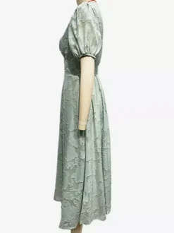 Floral Midi Dress With V-Neck And Puffy Sleeves For Women 2026