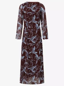 Floral Print Long Sleeve Slim Fit Maxi Bodycon Retro Dress For Women 2026