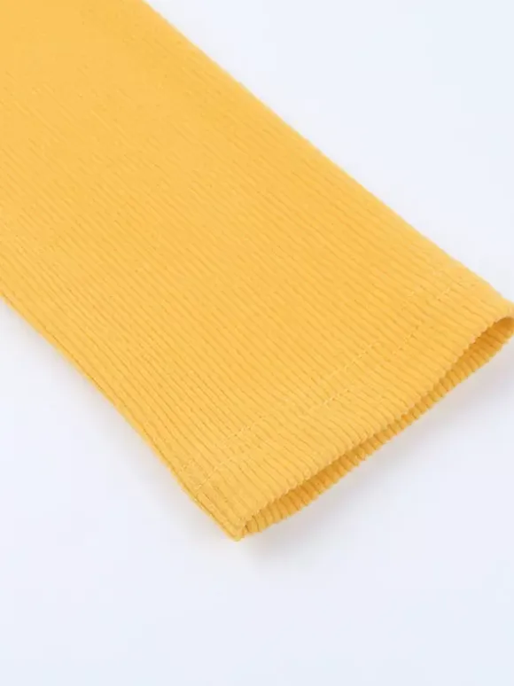 Floral Rhinestone Ribbed Dress For Women - Yellow Long Sleeve Square Neck Bodycon Mini Dress - Spring Casual Streetwear 2026
