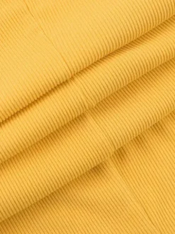 Floral Rhinestone Ribbed Dress For Women - Yellow Long Sleeve Square Neck Bodycon Mini Dress - Spring Casual Streetwear 2026