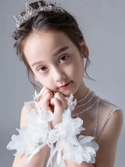Flower Girl Accessories Wedding Accessories Flower Girl Gloves White Cut Out Cut-Outs Gloves For Kids