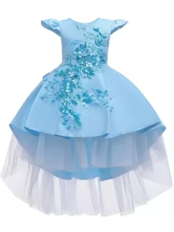 Flower Girl Dresses Jewel Neck Sleeveless Bows Kids Party Dresses