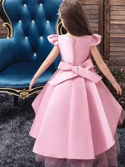 Flower Girl Dresses Jewel Neck Sleeveless Bows Kids Party Dresses