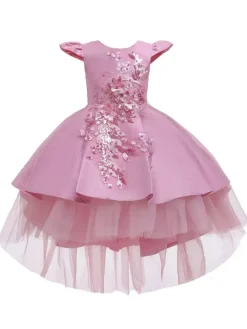 Flower Girl Dresses Jewel Neck Sleeveless Bows Kids Party Dresses