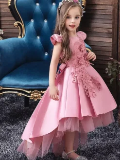 Flower Girl Dresses Jewel Neck Sleeveless Bows Kids Party Dresses