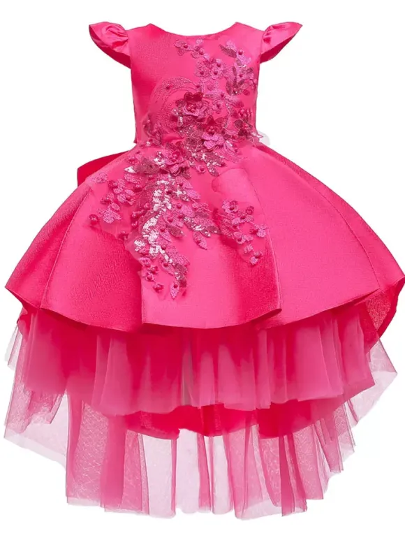 Flower Girl Dresses Jewel Neck Sleeveless Bows Kids Party Dresses