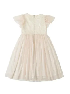 Flower Girl Dresses Jewel Neck Short Sleeves Formal Kids Pageant Dresses