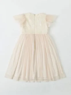 Flower Girl Dresses Jewel Neck Short Sleeves Formal Kids Pageant Dresses
