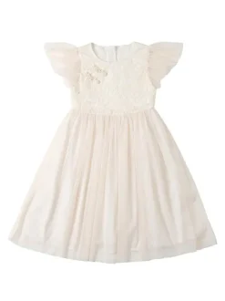 Flower Girl Dresses Jewel Neck Short Sleeves Formal Kids Pageant Dresses