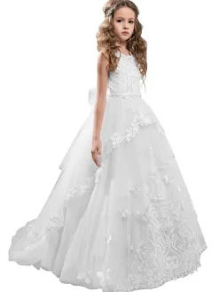 Flower Girl Dresses Jewel Neck Sleeveless Butterfly Formal Kids Princess Dresses