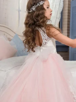 Flower Girl Dresses Jewel Neck Sleeveless Butterfly Formal Kids Princess Dresses
