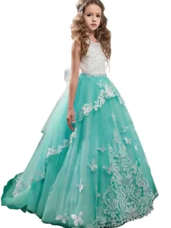 Flower Girl Dresses Jewel Neck Sleeveless Butterfly Formal Kids Princess Dresses