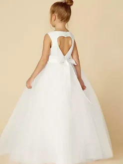 Flower Girl Dresses Jewel Neck Sleeveless Buttons Formal Ivory Kids Tulle Pageant Dresses Free Customization