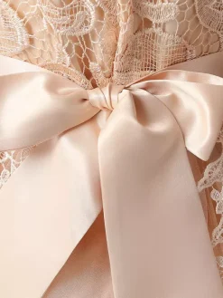 Flower Girl Dresses Jewel Neck Lace Sleeveless Knee-Length A-Line Bows Red Kids Social Party Dresses
