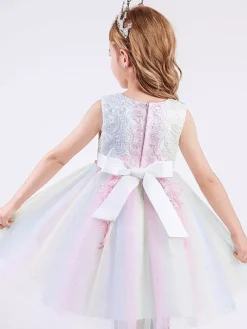 Flower Girl Dresses White Jewel Neck Cotton Sleeveless Knee-Length A-Line Embroidered Formal Kids Pageant Dresses