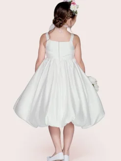 Flower Girl Dresses White Satin Jewel Neck Sleeveless Beaded Formal Kids Pageant Dresses Free Customization