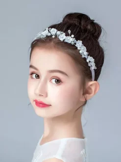 Flower Girl Headpieces Silver Pearls Accessory Pearl Kids Hair Accessories