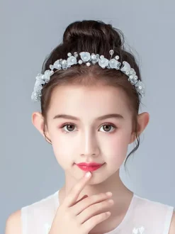 Flower Girl Headpieces Silver Pearls Accessory Pearl Kids Hair Accessories