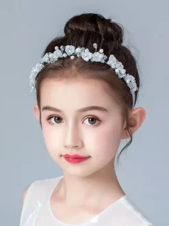 Flower Girl Headpieces Silver Pearls Accessory Pearl Kids Hair Accessories