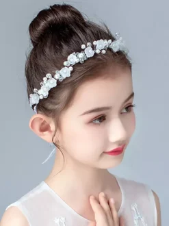 Flower Girl Headpieces Silver Pearls Accessory Pearl Kids Hair Accessories